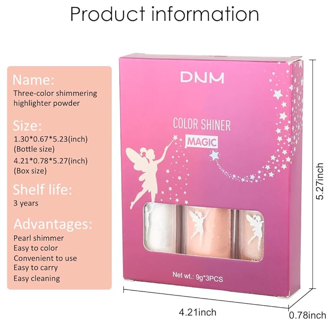 evpct 3Pcs Glitter Highlighter Powder Stick Make up Puff Fairy Stick Peal White Pink Bronze Shimmer Glitter Face Eye Body Liquid Highlighter makeup illuminators de maquillaje Glow Makeup Shimmer Stick-Velvo Beauty