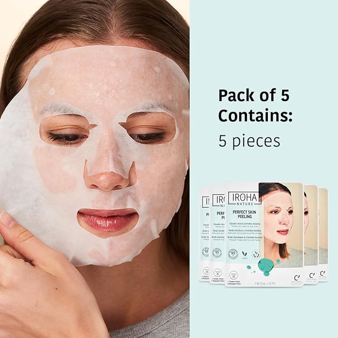 IROHA NATURE Glycolic Acid Peeling Face Mask (Pack of 5) | Skin Perfecting for a Radiant & Smooth Look | Instant Regeneration in Just 15 Minutes | Clean Beauty | 100% Vegan-Velvo Beauty