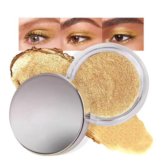 Cream Glitter Golden Yellow Shimmer Metallic Eyeshadow Palette Makeup, Natural Single Mini Instant Holographic Eyeshadow For Women, Sombras Crema Para Ojos, Talc, Paraben&Cruelty Free-Velvo Beauty