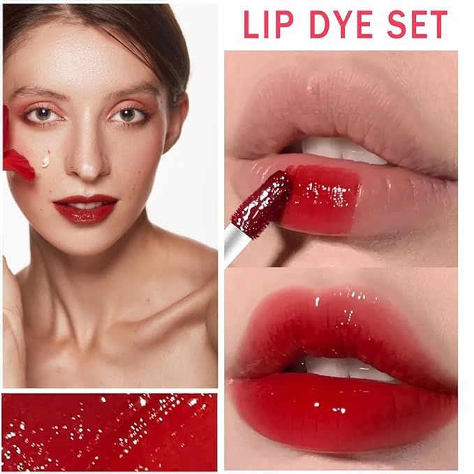 6 Colors Lip Tint Stain Korean Lip Gloss, Matte Velvet Lip Tint Natural Plumping Lip Stain, Multi-Use Lip and Cheek Tint Mini Liquid Lipstick, Long lasting Non-Stick Cup Waterproof, Lip Color Makeup-Velvo Beauty
