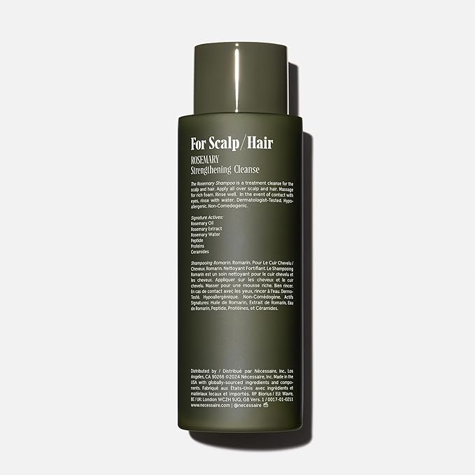 Nécessaire Rosemary Shampoo | Multi-Protien Strengthening Cleanse For Thinning Hair. For Women + Men. Good For All Hair Types/Textures. Free Of Sulfates. Color-Safe. 250 ml / 8.4 oz-Velvo Beauty