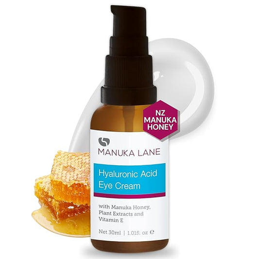 Hyaluronic Acid Eye Cream with Plant Extracts, Manuka Honey, Eye Bright Extract & Vitamin E | Plant Based Formula | Carefully formulated to keep your eyes bright and healthy!-Velvo Beauty