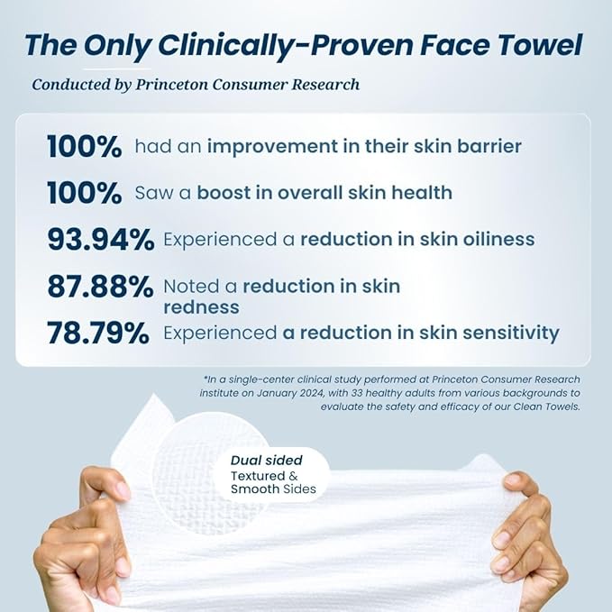 Clean Skin Club Clean Towels XL, 100% USDA Biobased Dermatologist Approved Face Towel, Disposable Clinically Tested Face Towelette, Facial Washcloth, Makeup Remover Dry Wipes, 100 ct, 2 pack-Velvo Beauty