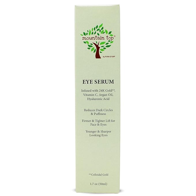 MOUNTAIN TOP Eye Serum Infused with 24K Gold, Vitamin C, Argan Oil, Hyaluronic Acid - For a Tighter Lift and Reduction in Appearance of Wrinkles, Fine Lines, and Dark Circles (1.7oz)-Velvo Beauty