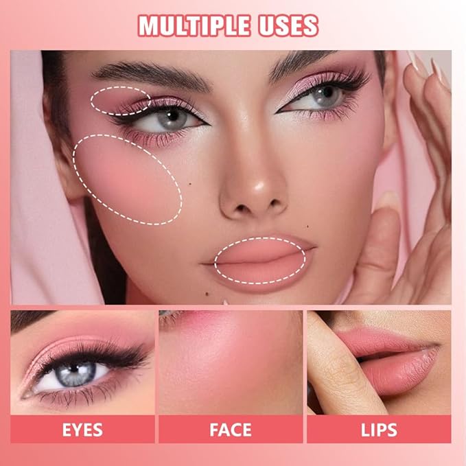 Blush for Cheeks Professional Makeup Palette, Comes with 4 Separate Powder Palette,Blendable and Fade-Resistant for Eyes,Lips & Cheeks Long-Wear Matte Finish,Color-Coral Nude Pink Red Comes with Brush-Velvo Beauty