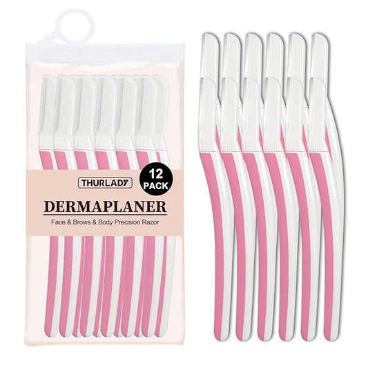 Face Razors for Women, Dermaplane Razor for Women Face, Eyebrow Razor, Dermaplaning Tool, Skin Safe Microblades, Peach Fuzz Remover (12ct, Pearl Blush)-Velvo Beauty