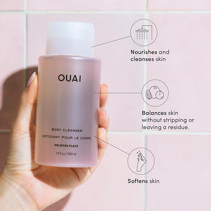 OUAI Body Cleanser Refill, Melrose Place - Foaming Body Wash with Jojoba Oil and Rosehip Oil to Hydrate, Nurture, Balance and Soften Skin - Paraben, Phthalate and Sulfate Free Skin Care - 32 Oz-Velvo Beauty