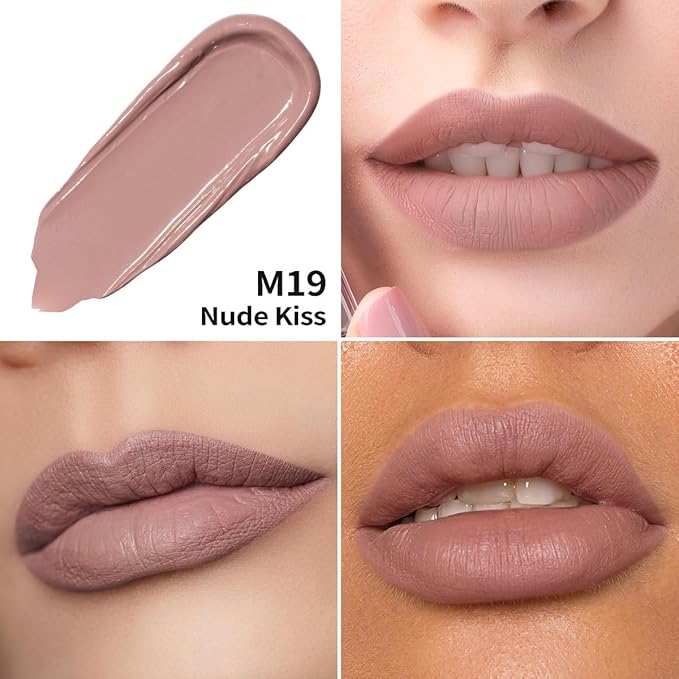 Oulac Matte Liquid Pink Lipstick for Women, Pink Nude Long Lasting Lipstick, Waterproof Lip Stain, No Transfer, Creamy High Pigmented Formula with Vitamin E, Vegan & Cruelty-Free M19-Velvo Beauty