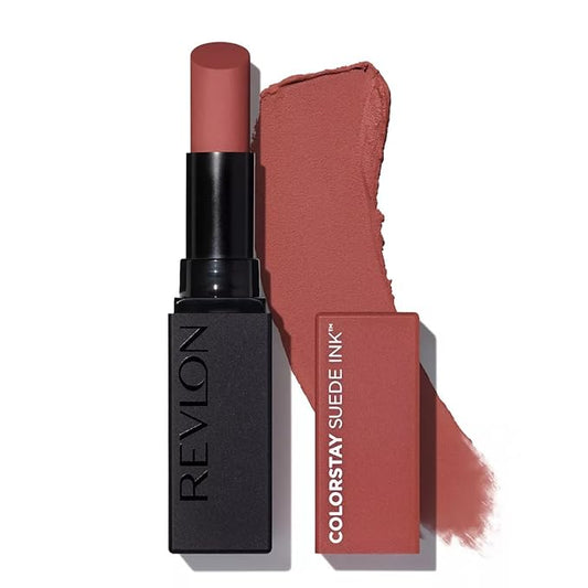 REVLON Lipstick, ColorStay Suede Ink, Built-in Primer, Infused with Vitamin E, Waterproof, Smudge-proof, Matte Color, 003 Want It All, 0.09 oz.-Velvo Beauty