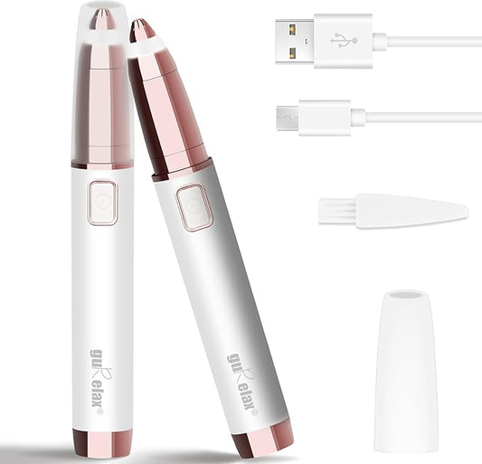 gurelax Eyebrow Trimmer for Women,Electric Eyebrow Hair Remover, Painless Brow Razor Shaper with LED Light, USB Rechargeable, Eye Brow and Face Epilator for Ladies(White)-Velvo Beauty