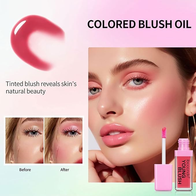 Color Changing Blush Oil, Skin's Natural PH Changing Blush for Dewy, Lightweight & Waterproof & Moisturizing Formula, Lasting Hydrating Rouge for All Skin, Easy To Blend, 6.5ml (Pink)-Velvo Beauty