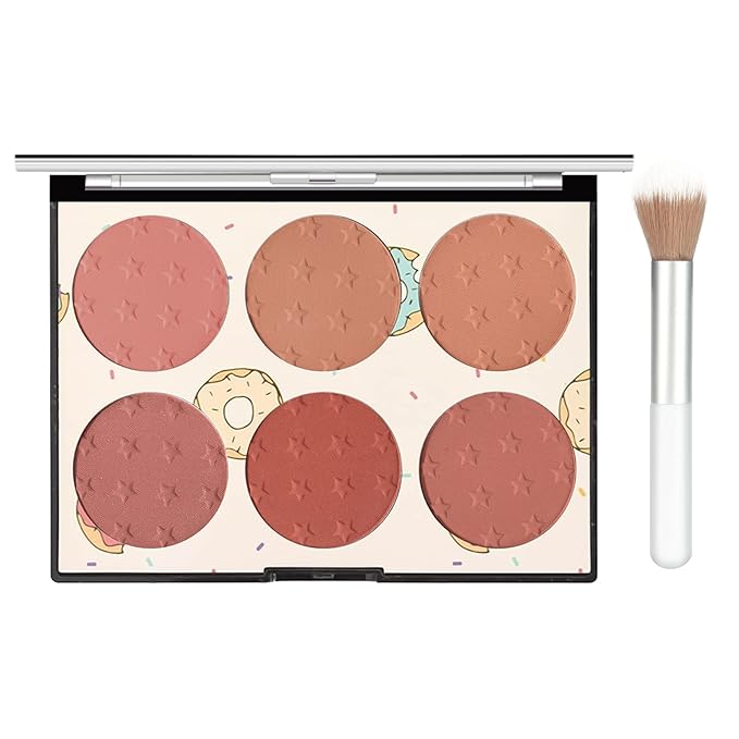 KYDA 6 Colors Blush Palette, Matte and Shimmer Blush Palette, Smooth Blendable Powder, Multiuse Blusher Makeup with Contour Highlighter-Set A-Velvo Beauty