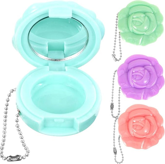 FRCOLOR Empty Makeup Compact 4Pcs Rose Shaped Lipstick Palettes with Mirror Refillable Mini Makeup Case Travel Cosmetics Container Sample Beauty Jars for Powder, Blush, Eye Shadow, Loose Powder-Velvo Beauty