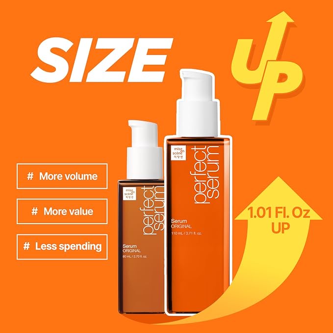 Mise En Scene Perfect Serum Original Bigger Size - Hair Oil for Frizzy & Dry Hair, Hydration and Nutrition Hair Essence for Damage Care, Floral Fragrance, Korean Hair Care Product, 3.71 Fl Oz.-Velvo Beauty