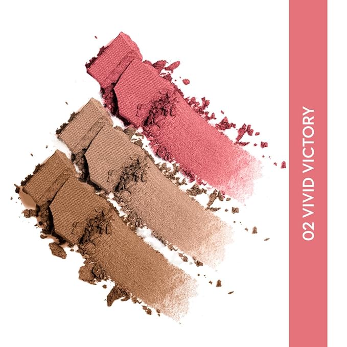 SUGAR Cosmetics Contour De Force Face Palette - 02 Vivid Victory Longlasting Formula, Lightweight Blush, Highlighter And Bronzer, Paraben Free.-Velvo Beauty
