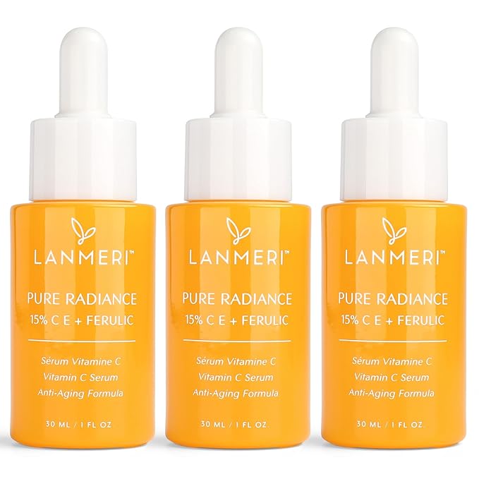 Vitamin C Face Serum 3pack- CE Ferulic Facial Serum with 15% Pure L-Ascorbic Acid, Ferulic Acid, Vitamin E, & Hyaluronic Acid - Anti Aging, Anti Wrinkle Skin Brightening Dark Spot Corrector-Velvo Beauty