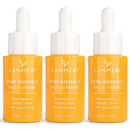 Vitamin C Face Serum 3pack- CE Ferulic Facial Serum with 15% Pure L-Ascorbic Acid, Ferulic Acid, Vitamin E, & Hyaluronic Acid - Anti Aging, Anti Wrinkle Skin Brightening Dark Spot Corrector-Velvo Beauty