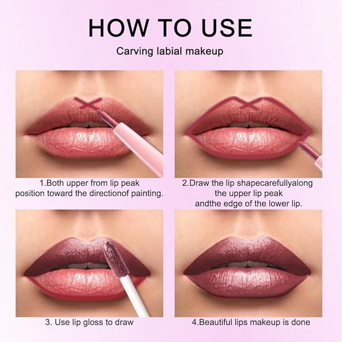 evpct Dark Wine Red Metallic Glitter Lip Liner and Lipstick Combo Lip Gloss Stain Set Makeup for Women Long Lasting Waterproof 24, Mauve Plum Frosted Metallic Shimmer Glossy iridescent Liquid Lipstick-Velvo Beauty