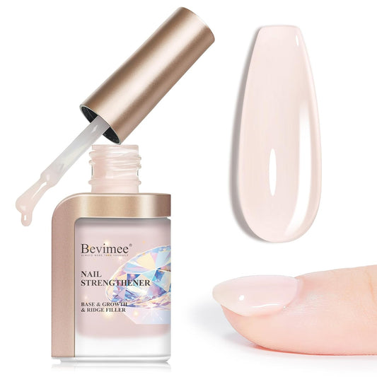 Nail Strengthener Natural Nails Hardener Extra Strong and Growth Nude Nail Repair Strengthening Polish Ridge Filler for Weak and Damaged Nails 12ML-Velvo Beauty