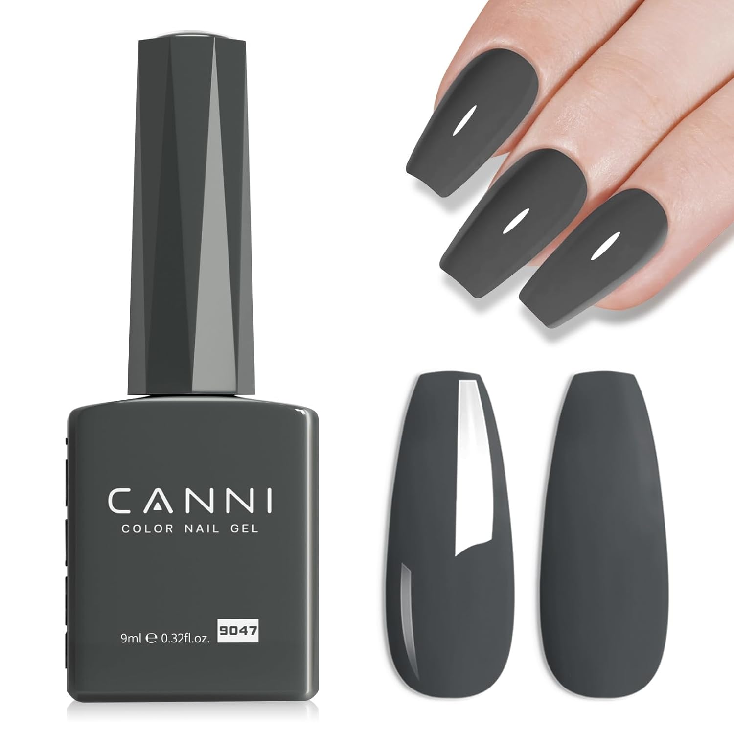 CANNI Gray Gel Nail Polish, 1Pcs Grey Nail Polish Gray Color High Gloss Soak Off U V Gel Nail French Nail Manicure Salon DIY-Velvo Beauty