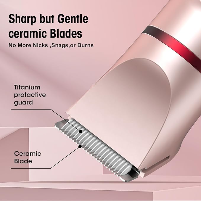 Bikini Trimmer for Women- 3 in 1 Painless Electric Razors for Women,Waterproof Pubic Hair Trimmer and Facial Hair Remover,LCD Display Body Shaver for Trip,Rechargeable Women's Grooming Kit-Velvo Beauty