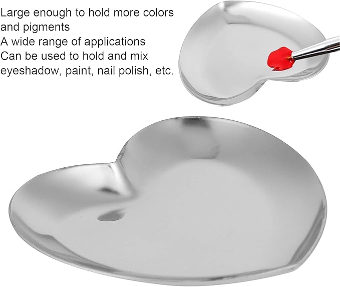 Nail Palette, Nail Palette Nail Palette Heart Shaped Art Palette Stainless Steel Palette Makeup DIY Paint Color Mixing Tray Nail Art Palette Resin(Silver)-Velvo Beauty