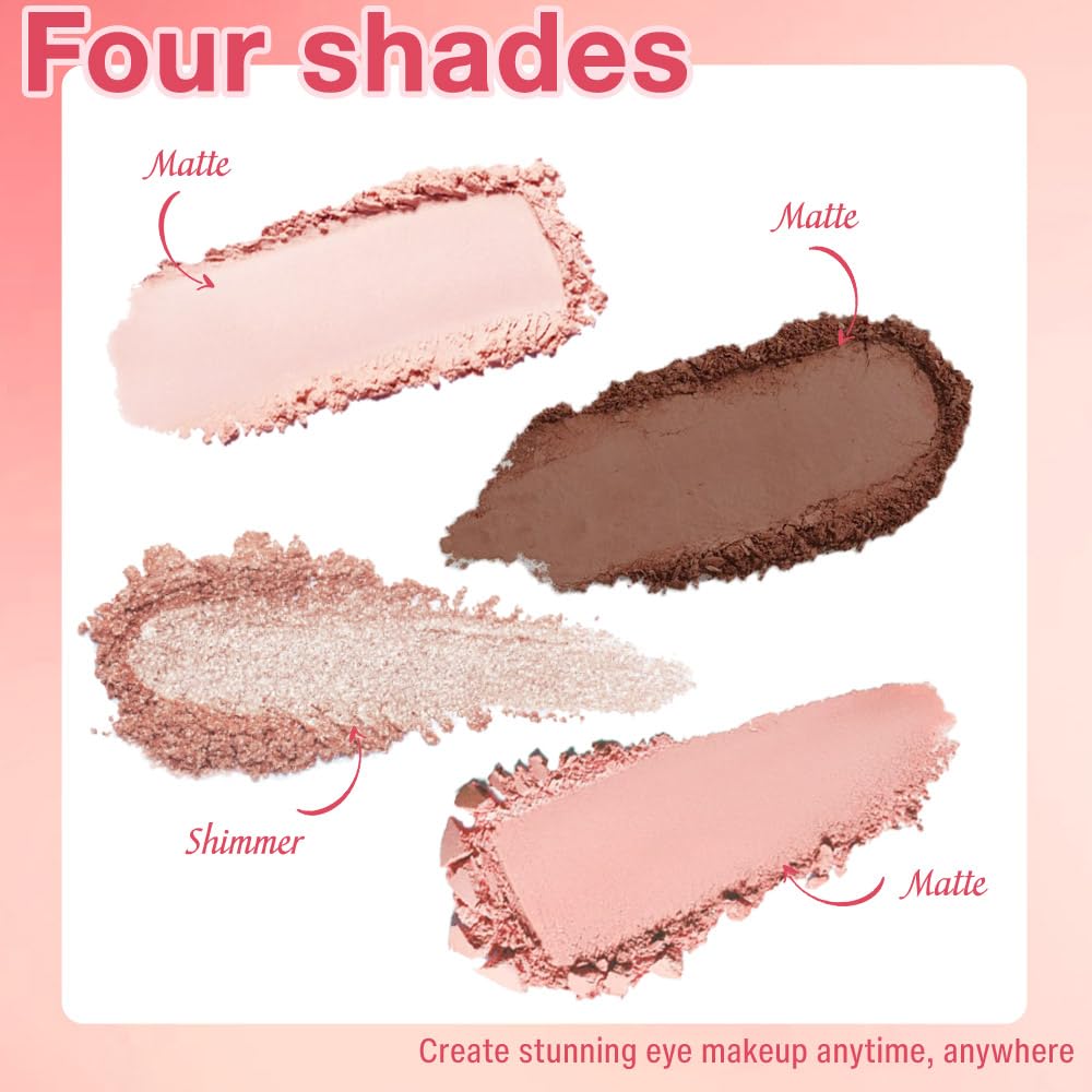 4Colors Eyeshadow Makeup Palette,Nude Gold Brown Natural Neutral Powde Eye Shadow Palette for Older Women,Long Lasting Naturing-Looking,Lightweight,Waterproof,Eye Makeup Kit Travel Size-Velvo Beauty