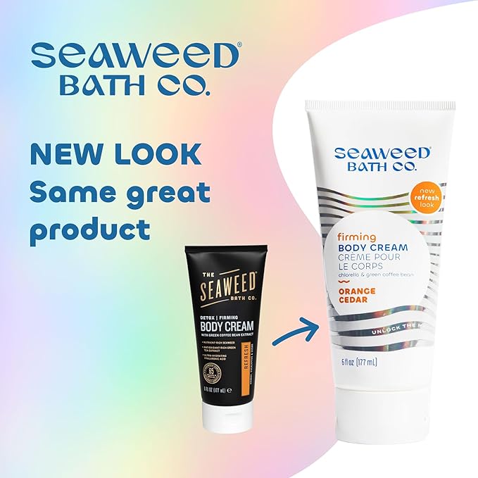Seaweed Bath Co. Firming Body Cream, Orange Cedar Scent, 6 Ounce, Skin Toning Hand & Body Lotion Moisturizer for Dry Skin, with Sustainably Harvested Seaweed, Chlorella, Green Coffee Bean-Velvo Beauty