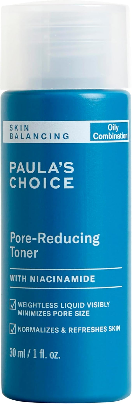 Paula's Choice SKIN BALANCING Pore-Reducing Face Toner for Combination and Oily Skin, Minimizes Large Pores, Controls Oil & Shine, Suitable for Acne-Prone Skin, Travel Size, 1 Fl Oz Bottle-Velvo Beauty