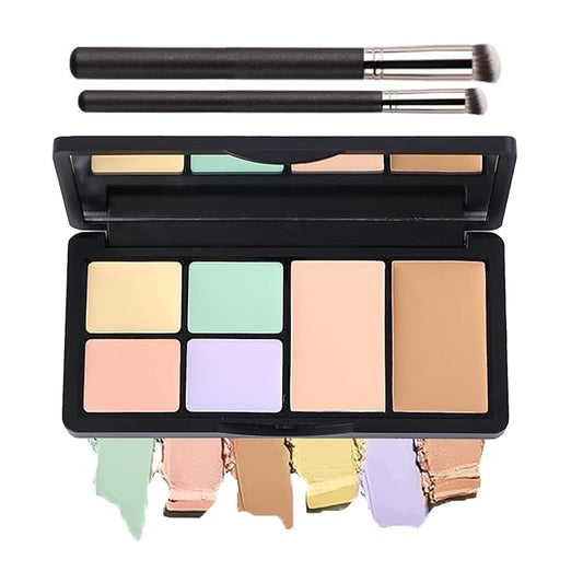 6 Colors Correcting Concealer Palette, 6 In 1 Contour Palette with 2 Packs Brush, Makeup Palette Contouring Foundation Color Corrector Palette, Color Corrector for Dark Circles, Blemish, Acne-Velvo Beauty