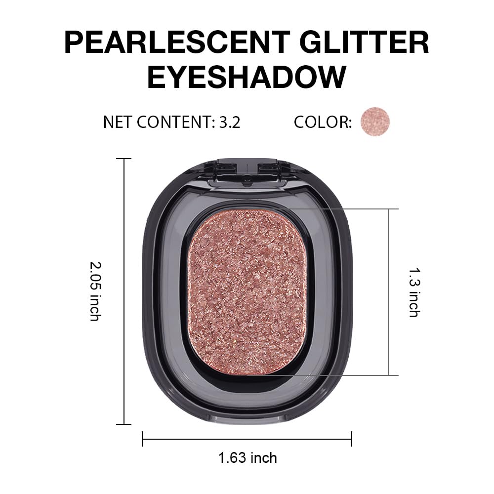 Eye shadow low saturation delicate long-lasting eye shadow palette, Monochrome Glittler Eyeshadow, pressed glitter eyeshadow, Glittle Pressed Powder Single Vegan Eyeshadow, (02 Glittle Brown)-Velvo Beauty