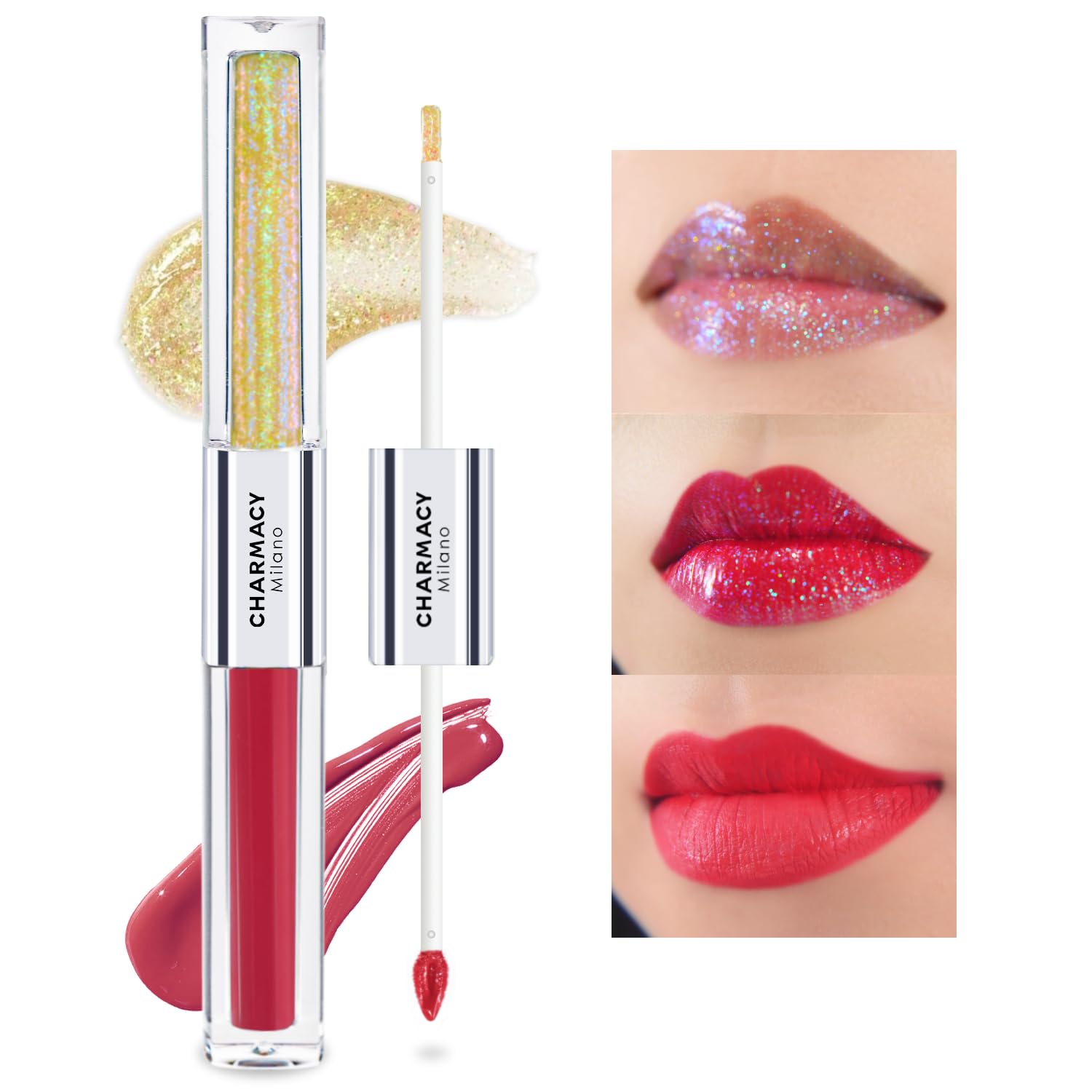 CHARMACY Multichrome Double Head Non-Stick Lip Gloss, Metallic Colourful Lip Glaze, Anti-transfer, Long Lasting Waterproof Liquid Lipstick Makeup (#04)-Velvo Beauty