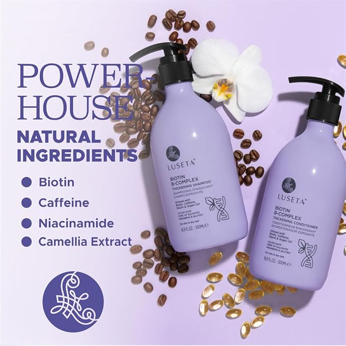 Luseta B-Complex Shampoo & Conditioner Set for Hair Strengthening, Routine shampoo and Conditioner for Women, Biotin Shampoo for Thinning Hair for Women and Men All Types 2 x 16.9oz-Velvo Beauty