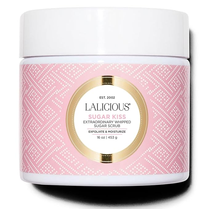 LALICIOUS Extraordinary Sugar Kiss Sugar Scrub, Exfoliating Body Scrub with Coconut Oil & Honey, Moisturizing Body Exfoliator for Glowing Radiant Hydrating Skin, Zero Greasy, No Parabens - 16oz-Velvo Beauty