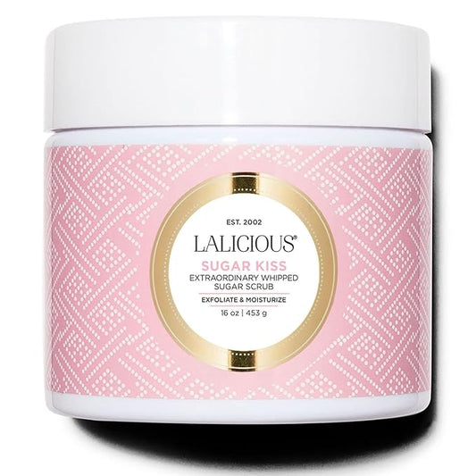 LALICIOUS Extraordinary Sugar Kiss Sugar Scrub, Exfoliating Body Scrub with Coconut Oil & Honey, Moisturizing Body Exfoliator for Glowing Radiant Hydrating Skin, Zero Greasy, No Parabens - 16oz-Velvo Beauty