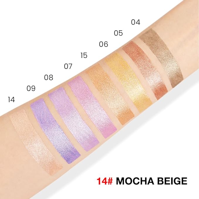 evpct Mocha Beige Shimmer Cream Eye Shadow Brightener Sticks Set for Eyes, Mocha Beige Shimmery Matte Pencil Eye shadow Applicator Stick Pen Palette Makeup Waterproof sombras en crema para ojos 14#-Velvo Beauty