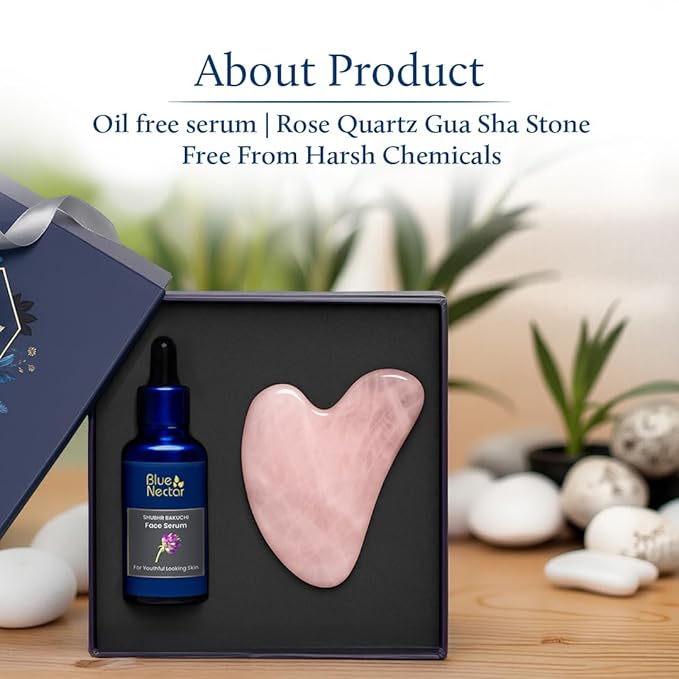 Blue Nectar Bakuchiol Face Serum for Glowing Skin with Gua Sha | Plant-Based Retinol for Face Skincare, Fine Lines, & Dark Circles | Anti-Aging Serum for Women & Men (10 Herbs, 1 Fl Oz)-Velvo Beauty