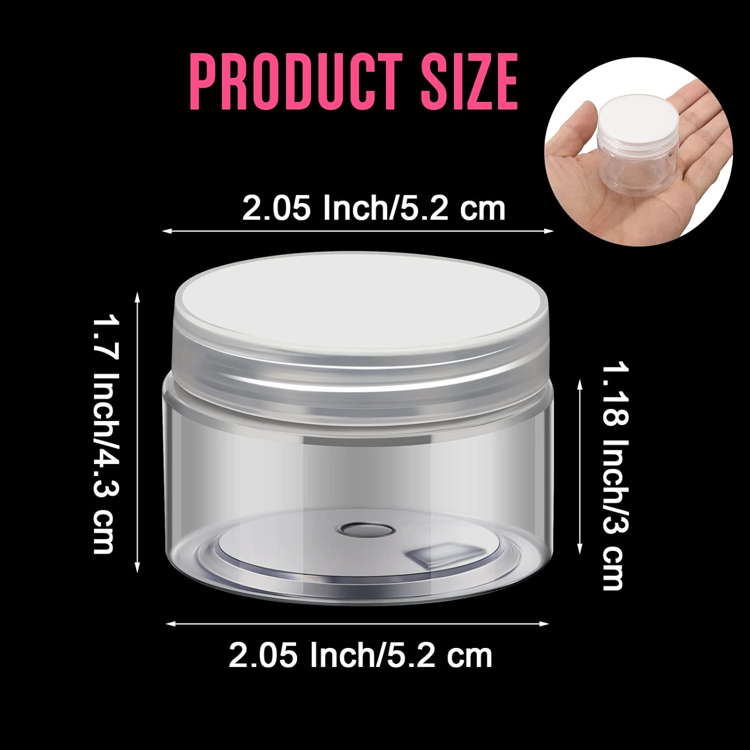 SATINIOR 100 Pcs Plastic Jars with Lids Small Containers Lids Wide Mouth Small Plastic Containers for Lotion Cream Rhinestones Body Butters Travel Storage(2 oz,Clear)-Velvo Beauty