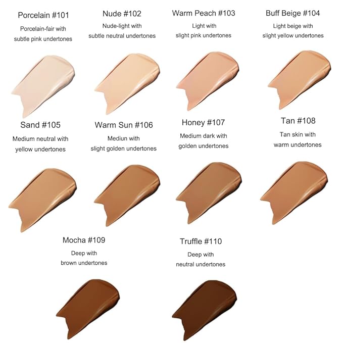 2Pcs Liquid Foundation Full Coverage 24HR Matte Oil Control Concealer 30ml (Nude & Buff Beige) with Kabuki Foundation Brush Flat Top (1pcs-109)-Velvo Beauty