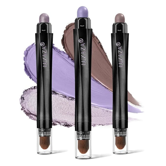 3PCS Eyeshadow Stick Sets,Pro Longwear Cream Eye Shadow Sticks Pencil Crayon,Eye Brightener Stick-Lilac Love-Velvo Beauty