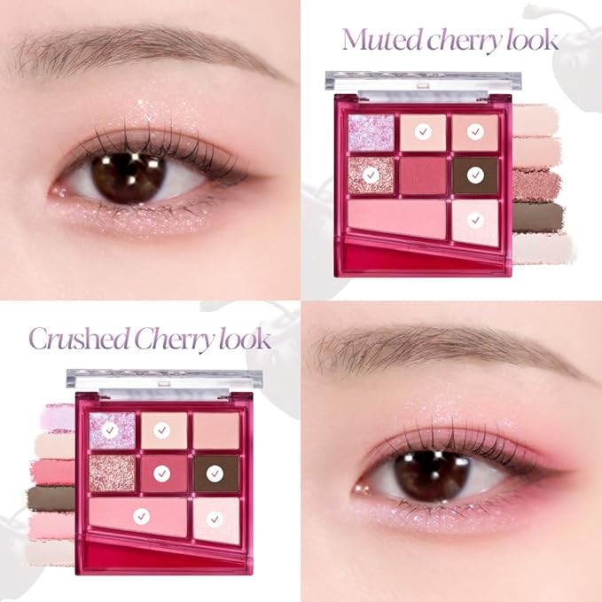 Espoir Real Eye Palette All New #5 Hushed Cherry 0.17 oz | Multi-Use Long-Lasting Blendable 8 Colors Natural Glitter Soft veil matte Makeup Eyeshadow Palette for Various Makeup Looks | Korean Makeup-Velvo Beauty