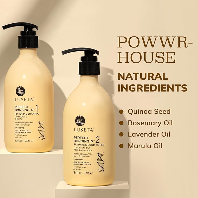 Luseta Salon Shampoo and Conditioner Set with Rosemary Oil, Acidic Bonding, Shampoo and Conditioner Sulfate Free for Women Hair Care, Repair Routine Shampoo and Conditioner for Hair Loss 2x16.9 oz-Velvo Beauty