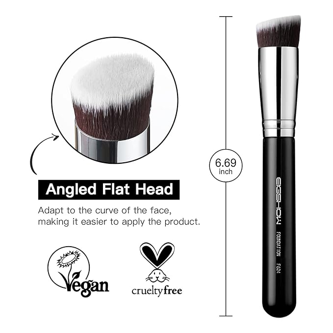 Flat Top Kabuki Foundation Brush, EIGSHOW Premium Makeup Brush for Liquid, Cream, and Powder - Blending, Buffing, Stippling, Flawless Application (F624)-Velvo Beauty