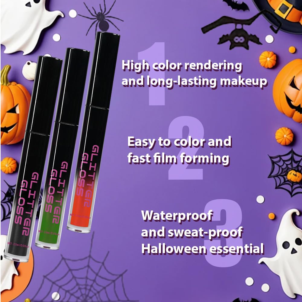 Gray Black Green Red Metallic Lipstick for Women,Glitter Sparkling Liquid Lipstick,Long Lasting Waterproof Lightweight Non-Drying Bold Dark Lip Gloss for Gothic Stage Makeup,Vegan-Velvo Beauty