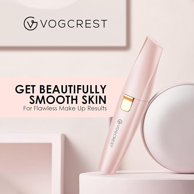Eyebrow Facial Trimmer: 2 in1 Rechargeable Facial Hair Removal and Eyebrow Shaver - Face Lips Body Painless Facial Razor with Built-in LED Light (Pink)-Velvo Beauty