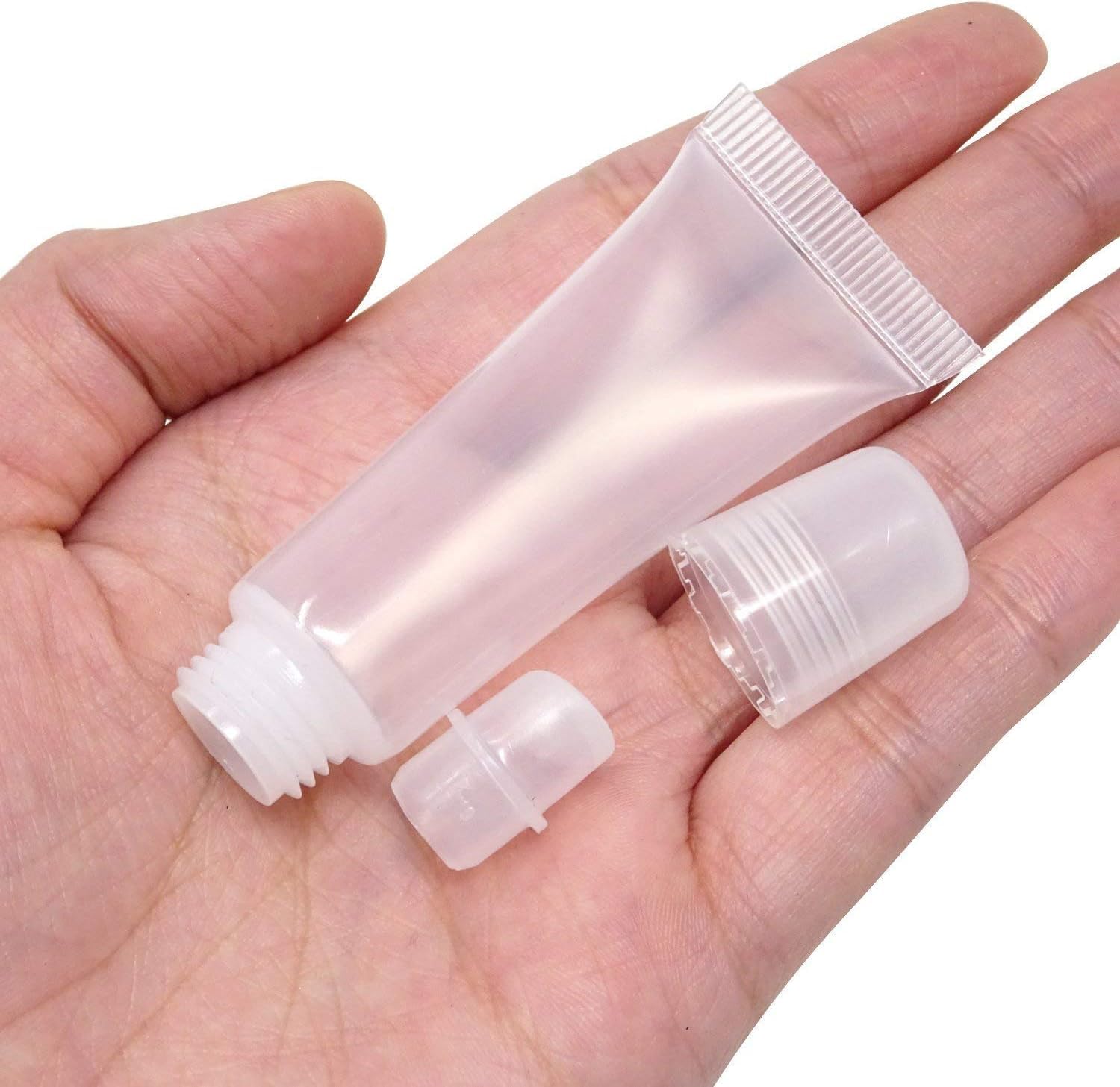 JIAKAI 10ml Mini Clear Refillable Empty Tubes Lip Gloss Balm Container,Soft Tubes Makeup Box,Shampoo Samples Empty Tubes with Screw Cover (20pcs)-Velvo Beauty