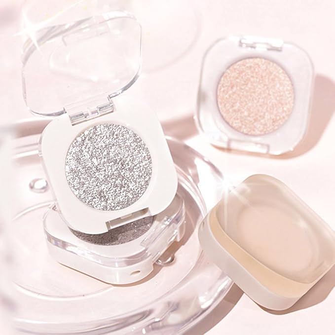 Monochrome Glitter Eyeshadow - Slive Shimmer Eye Shadow, Talc-Free, Paraben-Free, Cruelty-Free, Long-Lasting Single Eyeshadow Palette for Everyday & Special Occasions 12#-Velvo Beauty