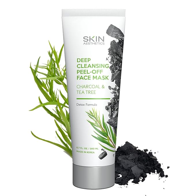 Charcoal & Tea Tree Peel-Off Face Mask - Blackhead Remover, Acne Treatment, Unclogs Pores, Deep Cleansing - Dermatologist Tested Korean Skincare, Clean Beauty, Cruelty-Free - 6.7 Fl oz-Velvo Beauty
