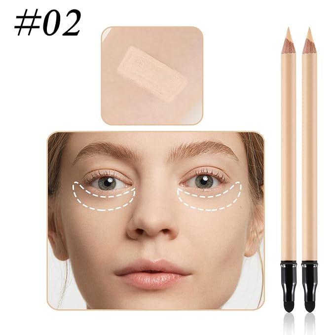 2pcs Concealer Pencil with Sponge,Full Coverage,Waterproof Under Eye Concealer Stick for Dark Circles,Blemishes,Aging Spots,Acne,Freckles-Velvo Beauty