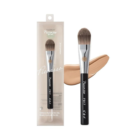 Piccasso FB17 Foundation Brush – Soft Makeup Brush for Liquid & Cream Foundation, Curved Bristles for Smooth and Flawless Face Makeup, Professional Tool for Base Layering, Korean Beauty Essential-Velvo Beauty